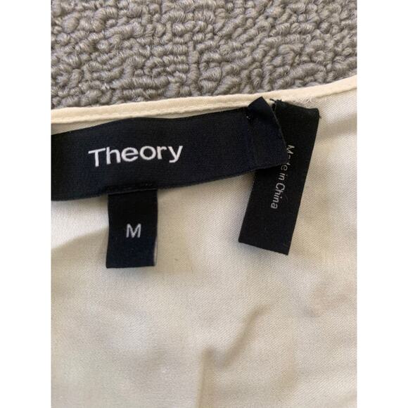 Theory Women's Medium White Cream Top Blouse Sleeveless V Neck - Picture 3 of 10